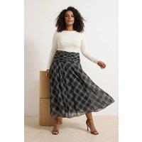 WOVCOR Women's Check Print High Waist Midaxi Skirt with Flowing A-Line Shape | Size: 4XL