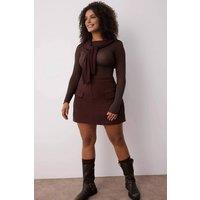 WOVCOR Women's High Waist Mini Skort with Pocket Detail Structured Fit in Brown | Size: 14