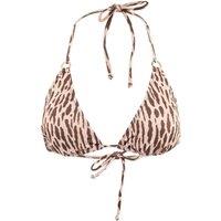 WOVCOR Women's Animal Print Triangle Bikini Top with Halterneck Tie Detail | Size: 10