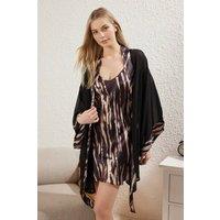 WOVCOR Women's 2 Piece Leopard Print Nightdress Set with Sheer Robe | Size: 12