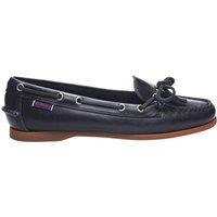 Sebago Women's Nina Waxed Leather Bala Moccasin in Navy | Size: 3