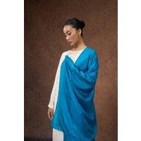 Silk and Bears Women's Teal Blue Silk Scarf - Hand-Dyed Mulberry Silk Shawl Wrap, Wedding Guest & Evening Cover Up | Size: 10-12R