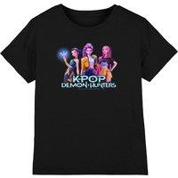 Netflix Kpop Demon Hunters Huntrix Kpop Group Kids T-Shirt, Black | Size: 9-11 Years