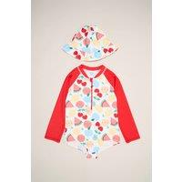 Miss Girl's Fruit Rash suit with Hat in Red | Size: 3 Years