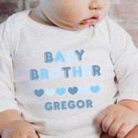 Aye Do Gifts Boy's Baby Brother Baby Outfit: Baby Grow in White | Size: 6-12 m