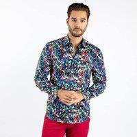 CLAUDIO LUGLI Men's ART ATTACK PAINT SPLASH BLACK PRINT SHIRT | Size: XL