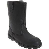 Grafters Men's Leather Safety Rigger Treaded Sole Toe Cap Boots in Black | Size: 14