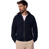 Celtic & Co Men's British Ribbed Zip Cardigan in Dark Navy | Size: Large