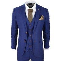 Infinity Leather Men's Check 3 Piece Tailored Fit Suit in Blue | Size: 38R