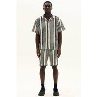 ELAINA FASHION Men's Crochet Texture Matching Shirt & Shorts Set in Navy | Size: Medium