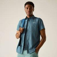 Regatta Men's Anti-Insect Travel Light Short Sleeved Shirt in Mid Blue | Size: Large