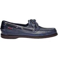 Sebago Men's Schooner Waxed Leather Boat Shoes in Navy | Size: 6.5