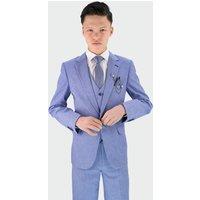 SIRRI Men's Slim Fit Textured 8-Piece Formal Suit Set in Light Blue | Size: 15 Years