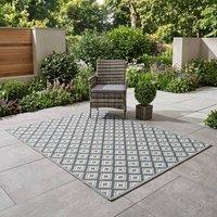 Garden Greatness Aztec Outdoor Diamond Pattern Garden Rug in Dark Grey | Size: 45 cm x 75 cm