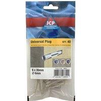 JCP CONSTRUCTION PRODUCTS Universal Plugs 6 x 40mm - Box of 200 in Grey