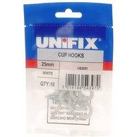 Unifix Cup Hooks White - 25mm - Box of 50