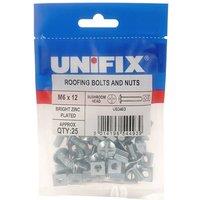 Unifix Mushroom Head Roofing Bolts & Nuts Bzp - M6 x 100 - Box of 50 in Silver