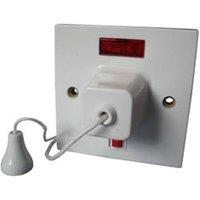 McAlpine 45A Double Pole Ceiling Pull Switch/Neon in White