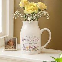 Personalised Memento Company Personalised Wild Flower Jug Vase in White