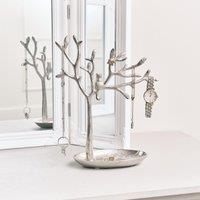 Melody Maison Silver Cat Tree Jewellery Stand in Metallic Silver