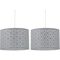 First Choice Lighting Set of 2 Grey Laser Cut 30cm Pendant Lightshades
