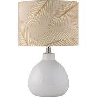First Choice Lighting Tuscan - White Ceramic Lamp with Tropical Champagne Shade