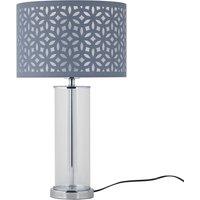 First Choice Lighting Aura - Chrome Table Lamp with Grey Cut Out Shade in Silver