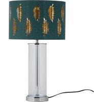 First Choice Lighting Aura - Chrome Table Lamp with Green Fern Cut Out Silver Inner Shade