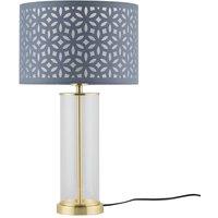 First Choice Lighting Aura - Satin Brass Table Lamp with Grey Cut Out Shade in Gold