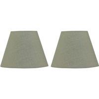 First Choice Lighting Set of 2 Sage Green Cotton 20cm Diameter Tapered Fabric Lamp Shades
