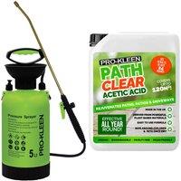 ProKleen 5L Pump Pressure Garden Sprayer & Path Clear Acetic Acid 5L in Green