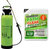ProKleen 10L Pump Pressure Garden Sprayer & Path Clear Acetic Acid 5L in Green