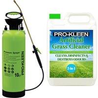 ProKleen 10L Pump Pressure Sprayer & Cut Grass Scent Artificial Grass Cleaner 5L in Green