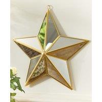 Dibor Traditional Gold Star Shaped Room Decor Wall Mounted Mirror H35cm x W34cm | Size: Small