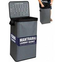 MANTRARAJ 100L Laundry Basket Washing Clothes Storage Bin Foldable With Lid Grey