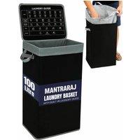 MANTRARAJ 100L Laundry Basket Washing Clothes Storage Bin Folding With Lid Black