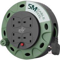 Pelle & Sol 4 Socket Cable Reel Extension Lead 5m/10m/15m/30m Heavy-Duty in Green | Size: 10m