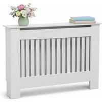 Oypla Medium Wooden Slatted Grill Radiator Cover Cabinet in White