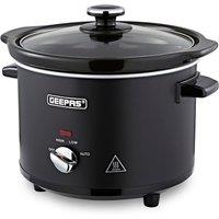 Geepas 2.5L Slow Cooker Removable Ceramic Non-Stick Bowl Chalkboard in Black