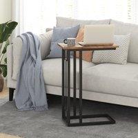 Costway C-Shaped Sofa Side Table Narrow Snack Table End Table in Brown