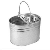 SPETLEK 15L Heavy Duty Metal Mop Bucket Galvanized Large Capacity Cleaning Tub in Silver