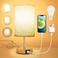 SPETLEK Touch Control Bedside Lamp 3 Way Dimmable Table Light with USB in Cool White