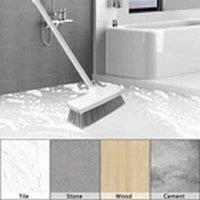 EONLION 2 in 1 Long Handle Stiff Bristle Floor Tile Deck Cleaning Brush in White
