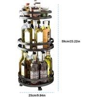 Nordara Rotating Spice Rack Metal Kitchen Seasoning Jar Storage Organizer in Black | Size: 0.6m2