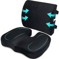 Nordara Lumbar Back Support Cushion Car Seat Chair Pillow Memory Foam in Black | Size: 45 cm x 30 cm