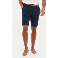 Threadbare Men's 'Conta' Cotton Turn-Up Chino Shorts with Woven Belt in Navy | Size: 38R