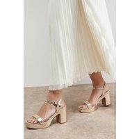 Oasis Women's Maddie Platform High Block Heeled Sandals in Gold | Size: 7