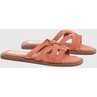 Oasis Women's Michelle Faux Suede Caged Slip-On Flat Sandals in Orange | Size: 5