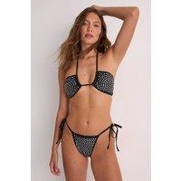 NastyGal Women's Studded Ruched Halter Neck Tie Side Bikini Set in Black | Size: 14
