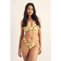 NastyGal Women's Leopard Scoop Tie Back Bikini Set in Yellow | Size: 6